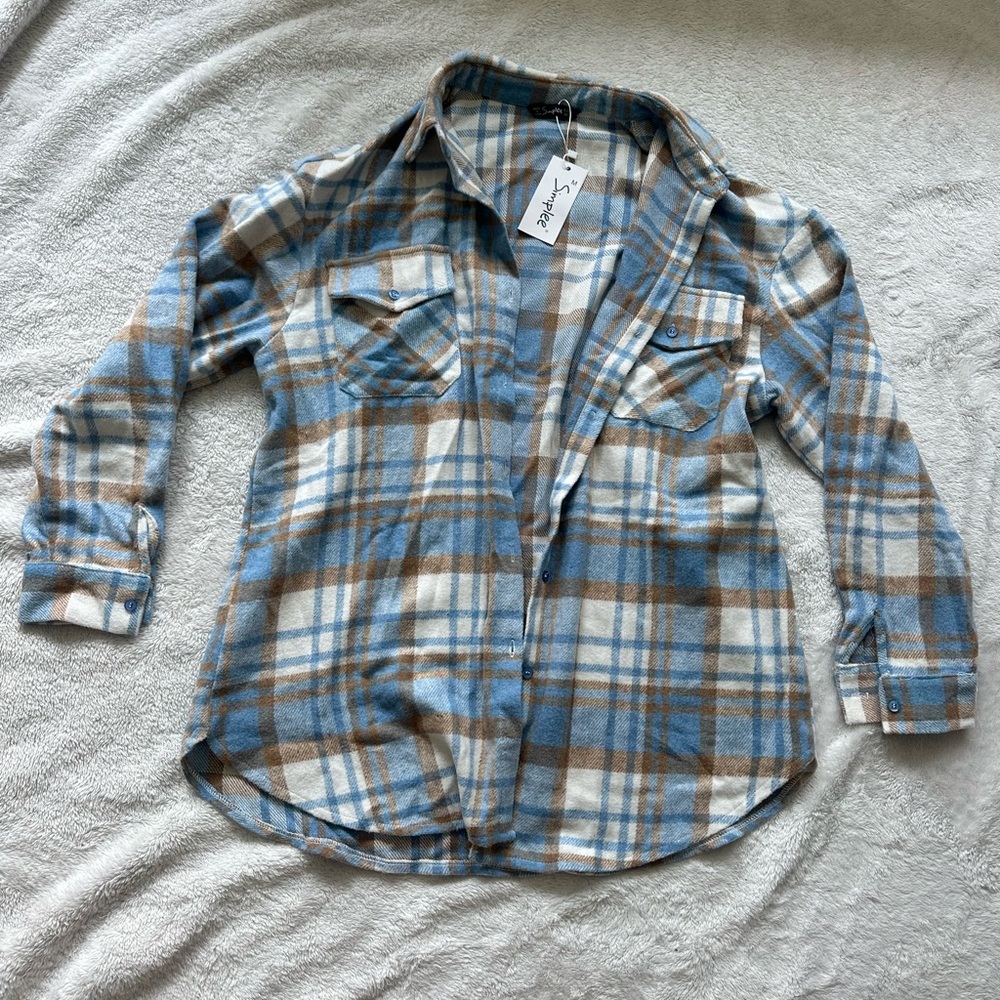 Simple Kids Plaid Shirt in Blue and Brown